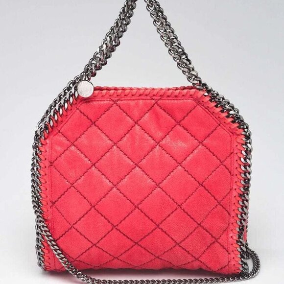 Stella McCartney Pink Quilted Faux Leather Falabella Small Tote Bag - Picture 1 of 11